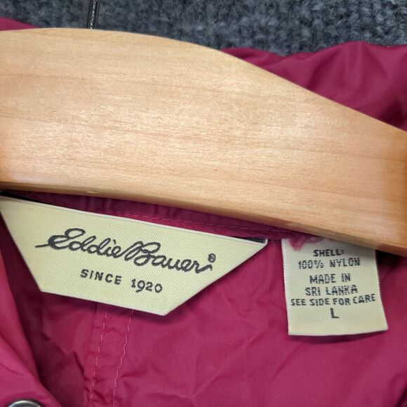 Eddie Bauer Men's Full Zip Hooded Windbreaker Jacket Pink Large Vented - Picture 12 of 15
